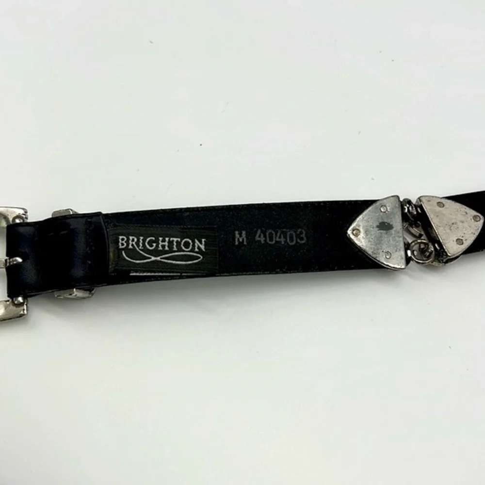 Brighton - Vintage  Leather Silver Buckle And Hearts Belt Size Medium